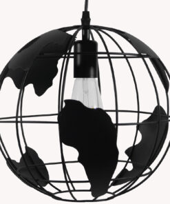 GLOBOSTAR® EARTH 01205 Vintage Κρεμαστό Φωτιστικό Οροφής με Ντουί 1 x E27 AC 220-240V IP20 – Μαύρο – Μ30 x Π30 x Υ30cm