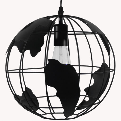 GLOBOSTAR® EARTH 01205 Vintage Κρεμαστό Φωτιστικό Οροφής με Ντουί 1 x E27 AC 220-240V IP20 – Μαύρο – Μ30 x Π30 x Υ30cm