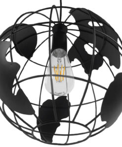 GLOBOSTAR® EARTH 01205 Vintage Κρεμαστό Φωτιστικό Οροφής με Ντουί 1 x E27 AC 220-240V IP20 – Μαύρο – Μ30 x Π30 x Υ30cm