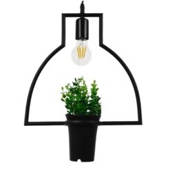 GLOBOSTAR® FLOWERPOT 10001209 Μοντέρνο Κρεμαστό Φωτιστικό Οροφής με Ντουί 1 x E27 AC 220-240V IP20 - Μαύρο & Πράσινο - Μ34 x Π34 x Y34cm