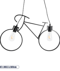 GLOBOSTAR® BIKE 01213 Vintage Κρεμαστό Φωτιστικό Οροφής με Ντουί 2 x E27 AC 220-240V IP20 - Μαύρο - Μ67 x Π3.5 x Υ41cm