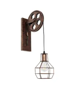 GLOBOSTAR® RYDON 01216 Vintage Φωτιστικό Τοίχου - Απλίκα με Ντουί 1 x E27 AC 220-240V IP20 - Χάλκινο Εφέ Σκουριάς - Μ15 x Π24 x Υ70cm