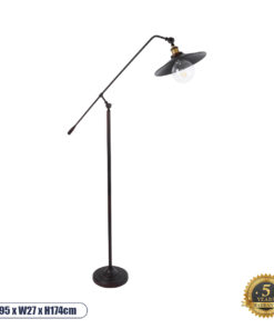 GLOBOSTAR® SILENE 01243 Vintage Επιδαπέδιο Φωτιστικό με Ντουί 1 x E27 AC 220-240V IP20 - Μαύρο & Χρυσό - Μ30 x Π30 x Υ194cm
