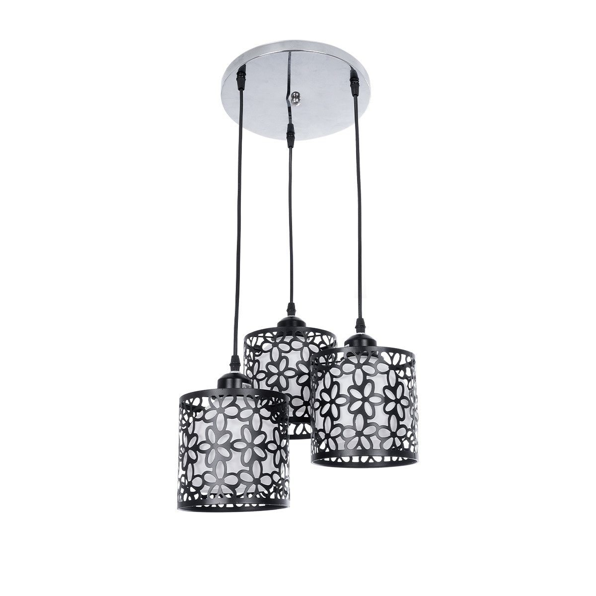 GLOBOSTAR® RAINELDA 01246 Μοντέρνο Κρεμαστό Φωτιστικό Οροφής με Ντουί 3 x E27 AC 220-240V IP20 - Μαύρο & Λευκό - Μ35 x Π35 x Υ110cm - Image 2