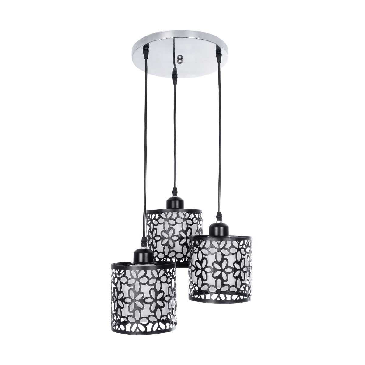 GLOBOSTAR® RAINELDA 01246 Μοντέρνο Κρεμαστό Φωτιστικό Οροφής με Ντουί 3 x E27 AC 220-240V IP20 - Μαύρο & Λευκό - Μ35 x Π35 x Υ110cm - Image 4