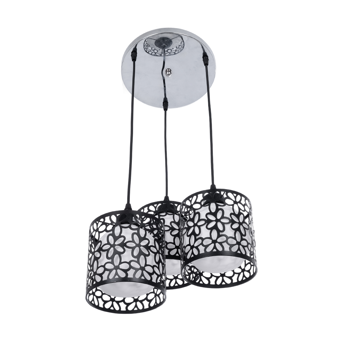 GLOBOSTAR® RAINELDA 01246 Μοντέρνο Κρεμαστό Φωτιστικό Οροφής με Ντουί 3 x E27 AC 220-240V IP20 - Μαύρο & Λευκό - Μ35 x Π35 x Υ110cm - Image 5
