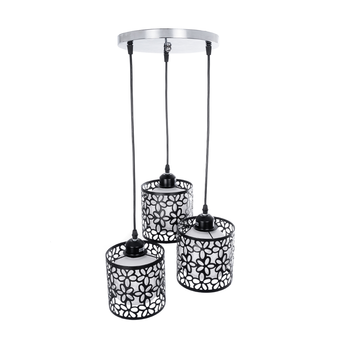 GLOBOSTAR® RAINELDA 01246 Μοντέρνο Κρεμαστό Φωτιστικό Οροφής με Ντουί 3 x E27 AC 220-240V IP20 - Μαύρο & Λευκό - Μ35 x Π35 x Υ110cm - Image 6