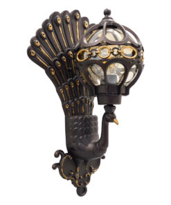 GLOBOSTAR® CORNELIA 01250 Vintage Φωτιστικό Τοίχου - Απλίκα με Ντουί 1 x E27 AC 220-240V IP20 - Καφέ & Χρυσό - Μ20 x Π32 x Υ55cm