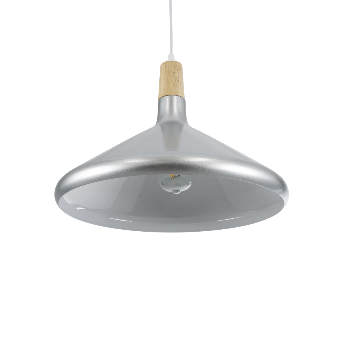 GLOBOSTAR® FELICITA 01276 Μοντέρνο Κρεμαστό Φωτιστικό Οροφής με Ντουί 1 x E27 AC 220-240V IP20 - Ασημί & Μπεζ - Μ40 x Π40 x Y30cm - Image 6