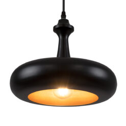 GLOBOSTAR® ROCKFORD 01287-C Μοντέρνο Κρεμαστό Φωτιστικό Οροφής με Ντουί 1 x E27 AC 220-240V IP20 - Μαύρο & Χρυσό - Μ30 x Π30 x Y23cm
