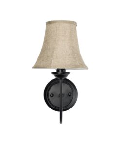 GLOBOSTAR® SHELLY 01299 Vintage Φωτιστικό Τοίχου – Απλίκα με Ντουί 1 x E27 AC 220-240V IP20 – Μαύρο & Μπεζ – Μ13 x Π18 x Υ34cm