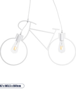 GLOBOSTAR® BIKE 01300 Vintage Κρεμαστό Φωτιστικό Οροφής με Ντουί 2 x E27 AC 220-240V IP20 - Λευκό - Μ67 x Π3.5 x Υ41cm
