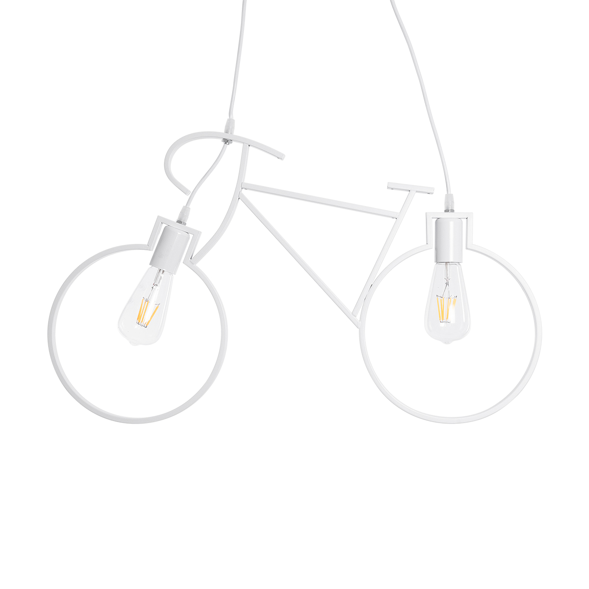 GLOBOSTAR® BIKE 01300 Vintage Κρεμαστό Φωτιστικό Οροφής με Ντουί 2 x E27 AC 220-240V IP20 - Λευκό - Μ67 x Π3.5 x Υ41cm - Image 2