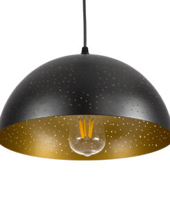 GLOBOSTAR® SOLANA 01301 Μοντέρνο Κρεμαστό Φωτιστικό Οροφής με Ντουί 1 x E27 AC 220-240V IP20 - Μαύρο & Χρυσό - Μ30 x Π30 x Υ15cm