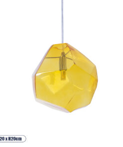 GLOBOSTAR® RINA 01308 Μοντέρνο Κρεμαστό Φωτιστικό Οροφής με Ντουί 1 x G9 AC 220-240V IP20 - Κίτρινο - Μ20 x Π20 x Υ20cm