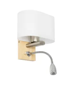 GLOBOSTAR® ELEGANT 01316 Μοντέρνο Φωτιστικό Τοίχου - Απλίκα Ξενοδοχείου Reading Light με Ντουί 1 x E27 LED 3W 360lm 36° AC 220-240V IP20 Θερμό Λευκό 2700K - Bridgelux COB Chip - Λευκό & Μπεζ - Μ15 x Π20 x Υ22.5cm - 2 Χρόνια Εγγύηση