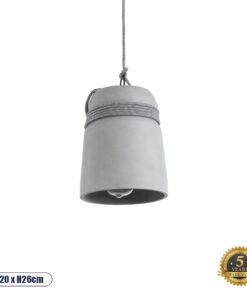GLOBOSTAR® TRIBECA 01321 Μοντέρνο Κρεμαστό Φωτιστικό Οροφής με Ντουί 1 x E27 AC 220-240V IP20 - Γκρι & Μαύρο - Μ20 x Π20 x Υ26cm