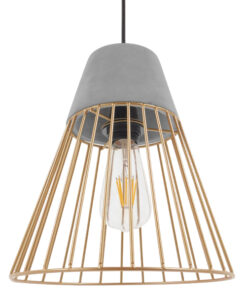 GLOBOSTAR® DURANT 01323 Μοντέρνο Κρεμαστό Φωτιστικό Οροφής με Ντουί 1 x E27 AC 220-240V IP20 - Γκρι & Χρυσό - Μ25 x Π25 x Υ31cm