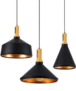 GLOBOSTAR® CALYPSO 01334 Μοντέρνο Κρεμαστό Φωτιστικό Οροφής με Ντουί 3 x E27 AC 220-240V IP20 - Μαύρο & Μπρούτζινο - Μ110 x Π110 x Υ35cm - Σετ 3 Τεμαχίων