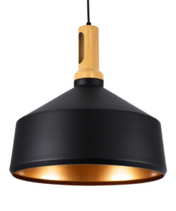 GLOBOSTAR® CALYPSO 01334-B Μοντέρνο Κρεμαστό Φωτιστικό Οροφής με Ντουί 1 x E27 AC 220-240V IP20 - Μαύρο & Μπρούτζινο - Μ36 x Π36 x Υ35cm