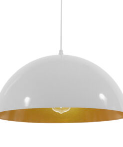 GLOBOSTAR® LUNE 01339 Μοντέρνο Κρεμαστό Φωτιστικό Οροφής με Ντουί 1 x E27 AC 220-240V IP20 - Λευκό & Χρυσό - Μ40 x Π40 x Υ20cm