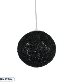 GLOBOSTAR® OCEANA 01356 Boho Κρεμαστό Φωτιστικό Οροφής με Ντουί 1 x E27 AC 220-240V IP20 - Μαύρο - Μ20 x Π20 x Υ20cm