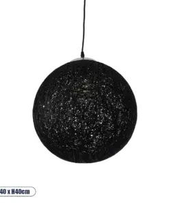 GLOBOSTAR® OCEANA 01360 Boho Κρεμαστό Φωτιστικό Οροφής με Ντουί 1 x E27 AC 220-240V IP20 - Μαύρο - Μ40 x Π40 x Υ40cm