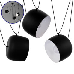 GLOBOSTAR® JASPER 01375 Μοντέρνο Κρεμαστό Φωτιστικό Οροφής με Ντουί 3 x E27 AC 220-240V IP20 - Μαύρο & Λευκό - Μ75 x Π75 x Υ22cm - Σετ 3 Τεμαχίων