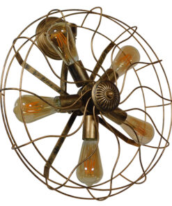 GLOBOSTAR® FAN 01381 Vintage Φωτιστικό Τοίχου - Απλίκα με Ντουί 5 x E27 AC 220-240V IP20 - Μπρούτζινο - Μ46 x Π22 x Υ46cm