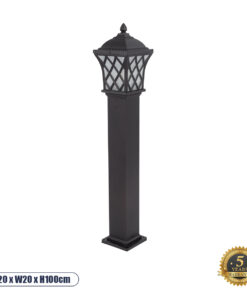 GloboStar® SHELTER 01400 Vintage Φωτιστικό Κολωνάκι Κήπου Μονόφωτο 1 x E27 Καφέ Μεταλλικό Πλέγμα L19 x W19 x H100cm