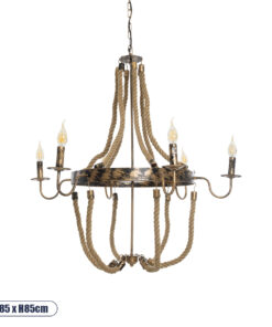GLOBOSTAR® VICTORIAN 01404 Vintage Κρεμαστό Φωτιστικό Οροφής με Ντουί 6 x E14 AC 220-240V IP20 - Χάλκινο Εφέ Σκουριάς & Μπεζ - Μ85 x Π85 x Υ85cm