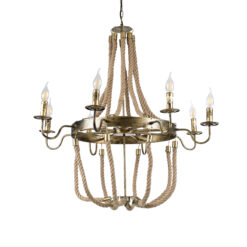 GLOBOSTAR® VICTORIAN 01405 Vintage Κρεμαστό Φωτιστικό Οροφής με Ντουί 8 x E14 AC 220-240V IP20 - Μπρούτζινο Εφέ Σκουριάς & Μπεζ - Μ87 x Π87 x Υ80cm