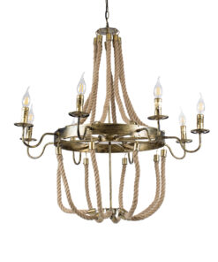 GLOBOSTAR® VICTORIAN 01405 Vintage Κρεμαστό Φωτιστικό Οροφής με Ντουί 8 x E14 AC 220-240V IP20 - Μπρούτζινο Εφέ Σκουριάς & Μπεζ - Μ87 x Π87 x Υ80cm