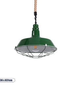 GLOBOSTAR® CRANE 01408 Vintage Κρεμαστό Φωτιστικό Οροφής με Ντουί 1 x E27 AC 220-240V IP20 - Πράσινο & Μπεζ - Μ36 x Π36 x Y31cm