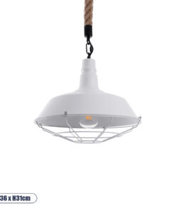 GLOBOSTAR® CRANE 01409 Vintage Κρεμαστό Φωτιστικό Οροφής με Ντουί 1 x E27 AC 220-240V IP20 - Λευκό & Μπεζ - Μ36 x Π36 x Υ31cm