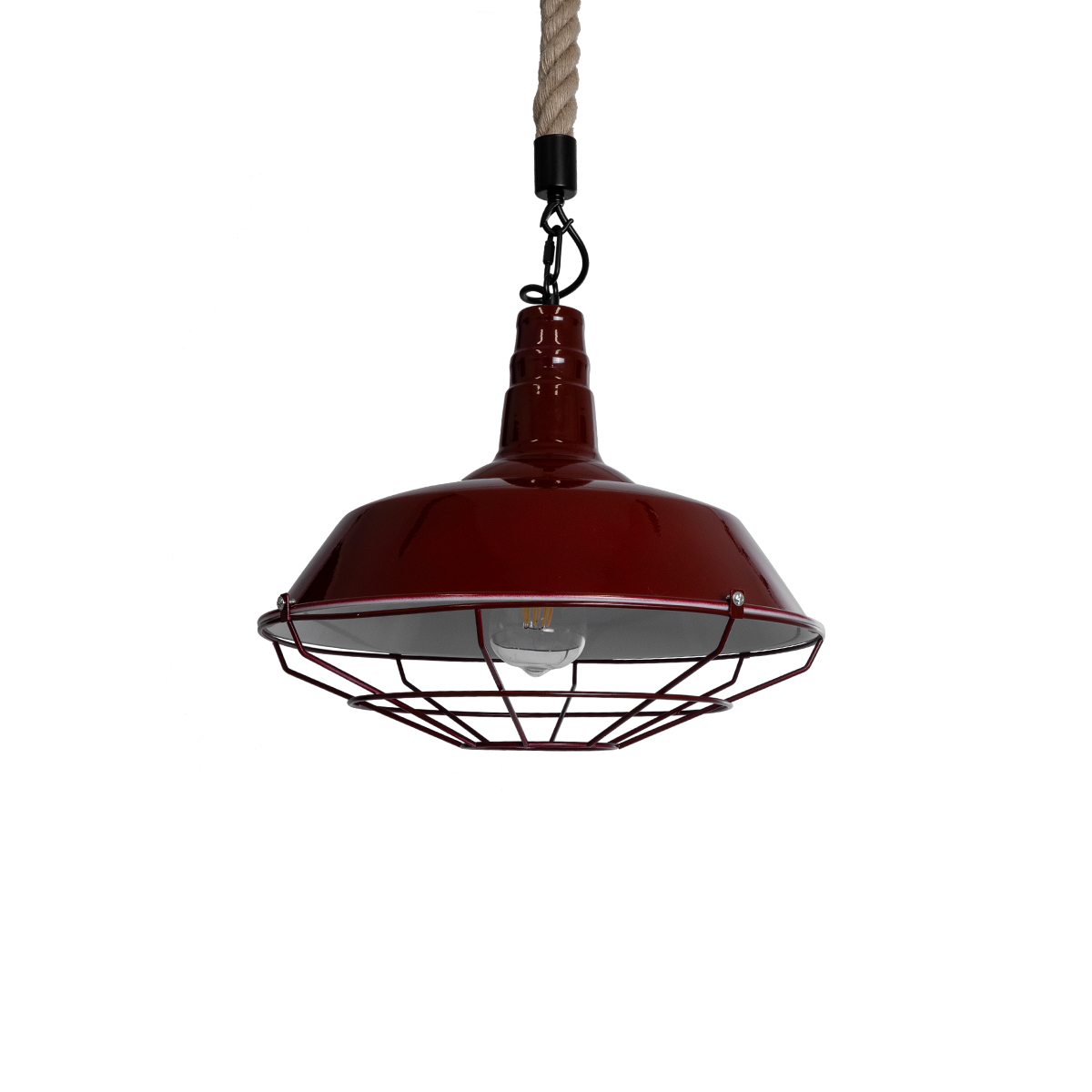 GLOBOSTAR® CRANE 01410 Vintage Κρεμαστό Φωτιστικό Οροφής με Ντουί 1 x E27 AC 220-240V IP20 - Κόκκινο & Μπεζ - Μ36 x Π36 x Υ31cm - Image 2