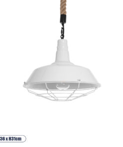 GLOBOSTAR® PUPPET 01412 Vintage Κρεμαστό Φωτιστικό Οροφής με Ντουί 1 x E27 AC 220-240V IP20 - Λευκό & Μπεζ - Μ36 x Π36 x Y31cm