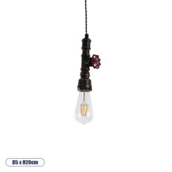 GLOBOSTAR® SPIGOT 01414 Vintage Κρεμαστό Φωτιστικό Οροφής με Ντουί 1 x E27 AC 220-240V IP20 - Καφέ & Κόκκινο - Μ5 x Π5 x Y20cm