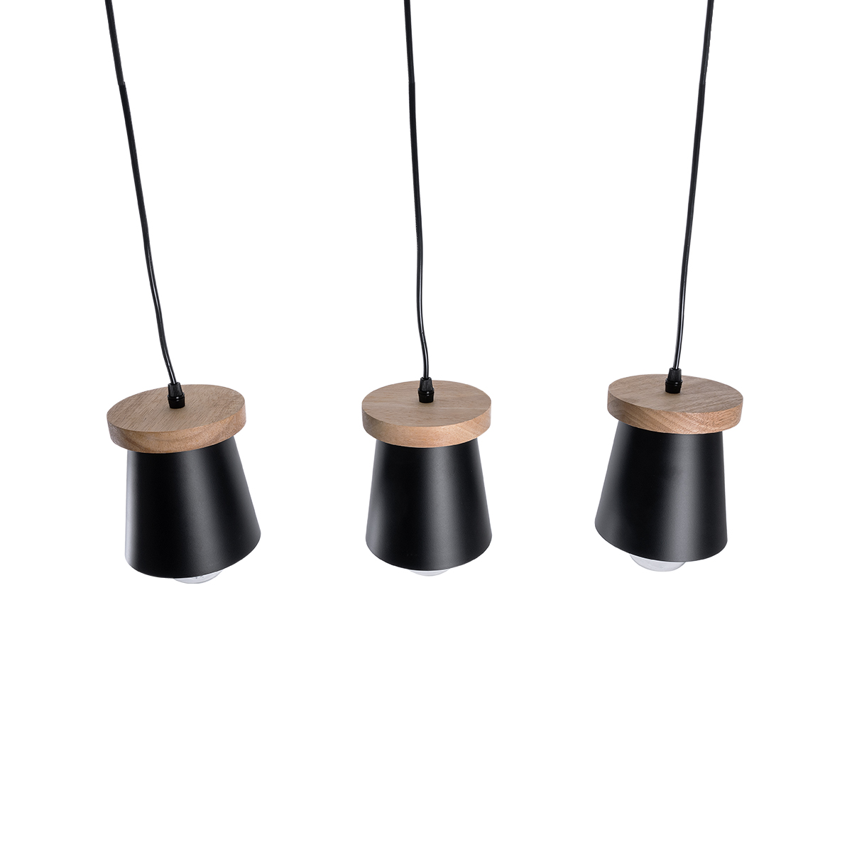 GLOBOSTAR® LANA 01425 Μοντέρνο Κρεμαστό Φωτιστικό Οροφής με Ντουί 3 x E27 AC 220-240V IP20 - Μαύρο & Καφέ - Μ60 x Π13 x Υ18cm - Image 6