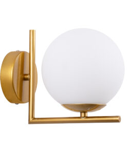GLOBOSTAR® JADA 01426 Μοντέρνο Φωτιστικό Τοίχου - Απλίκα με Ντουί 1 x E27 AC 220-240V IP20 - Χρυσό & Λευκό - Μ15 x Π21.5 x Υ18cm