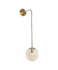 GLOBOSTAR® MADISON 01427 Μοντέρνο Φωτιστικό Τοίχου - Απλίκα με Ντουί 1 x E27 AC 220-240V IP20 - Χρυσό & Μελί - Μ15 x Π25 x Υ65cm
