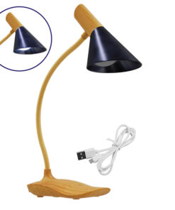 GloboStar® DRAPER 01437 Επιτραπέζιο Φωτιστικό Πορτατίφ LED 6W 500lm 360° DC 5V IP20 Φυσικό Λευκό 4500K Dimmable Μπεζ Ξύλο με Μαύρο Μέταλλο - Μ10 x Π14 x Υ33cm - 2 Xρόνια Εγγύηση