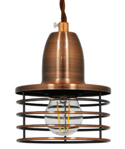 GLOBOSTAR® MANHATTAN 01453 Μοντέρνο Κρεμαστό Φωτιστικό Οροφής με Ντουί 1 x E27 AC 220-240V IP20 - Χάλκινο - Μ11 x Π11 x Υ14cm