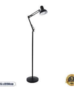 GLOBOSTAR® AUDREY 01468 Vintage Επιδαπέδιο Φωτιστικό με Ντουί 1 x E27 AC 220-240V IP20 - Μαύρο - Μ15 x Π15 x Υ190cm