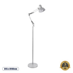GLOBOSTAR® AUDREY 01469 Vintage Επιδαπέδιο Φωτιστικό με Ντουί 1 x E27 AC 220-240V IP20 - Ασημί - Μ15 x Π15 x Υ190cm
