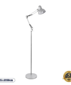 GLOBOSTAR® AUDREY 01469 Vintage Επιδαπέδιο Φωτιστικό με Ντουί 1 x E27 AC 220-240V IP20 - Ασημί - Μ15 x Π15 x Υ190cm