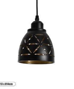 GLOBOSTAR® COOLIE 01475 Μοντέρνο Κρεμαστό Φωτιστικό Οροφής με Ντουί 1 x E27 AC 220-240V IP20 - Μαύρο & Χρυσό - Μ13 x Π13 x Υ14cm