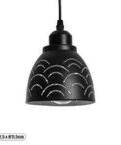 GLOBOSTAR® COOLIE 01482 Μοντέρνο Κρεμαστό Φωτιστικό Οροφής με Ντουί 1 x E27 AC 220-240V IP20 - Μαύρο & Ασημί - Μ12.5 x Π12.5 x Υ11.5cm