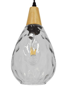 GLOBOSTAR® NOAH 01491 Μοντέρνο Κρεμαστό Φωτιστικό Οροφής με Ντουί 1 x E27 AC 220-240V IP20 - Διάφανο & Μπεζ - Μ16 x Π16 x Υ30cm