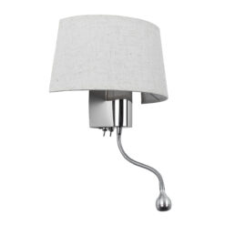 GLOBOSTAR® ELEGANT 01493 Μοντέρνο Φωτιστικό Τοίχου - Απλίκα Ξενοδοχείου Reading Light με Ντουί 1 x E27 LED 3W 360lm 36° AC 220-240V IP20 Θερμό Λευκό 2700K - Bridgelux COB Chip - Ασημί & Λευκό - Μ26 x Π16.5 x Υ33cm - 2 Χρόνια Εγγύηση